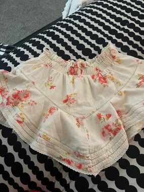 aerie Cream Skort with Pink Coral Floral Print